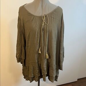 Bohemian Olive Green Tassel Tunic